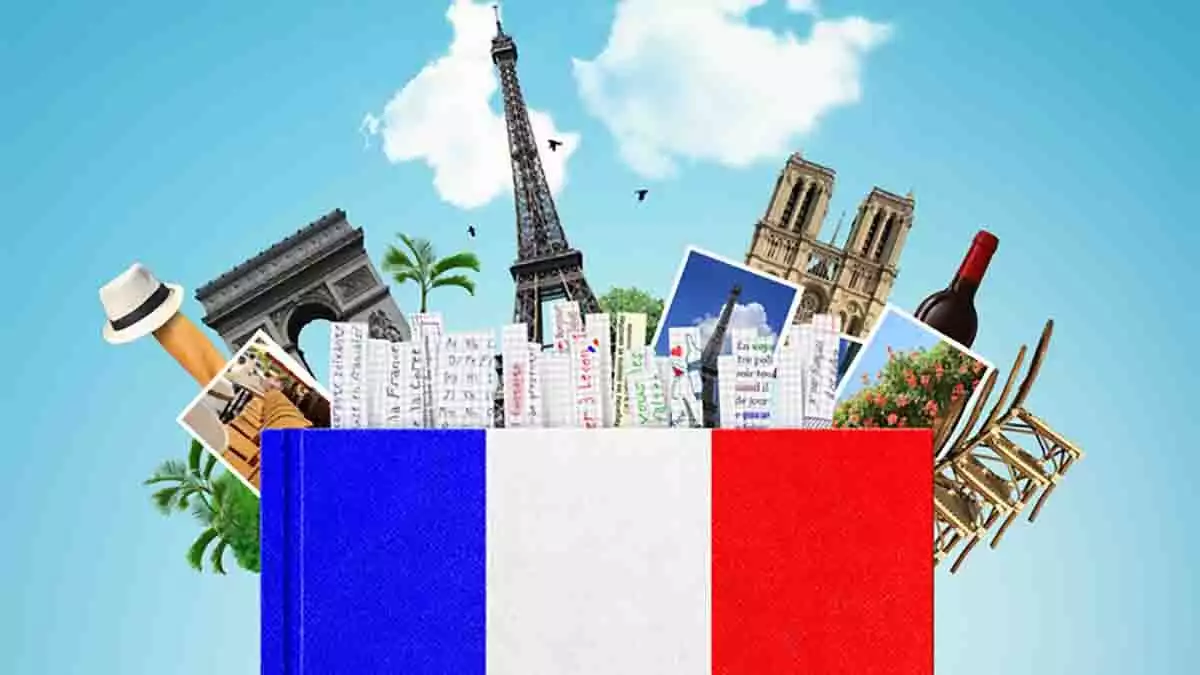Collage con elementos representativos de Francia