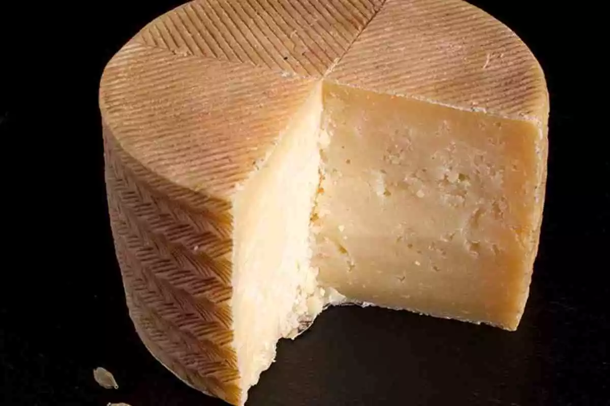 Un queso manchego abierto